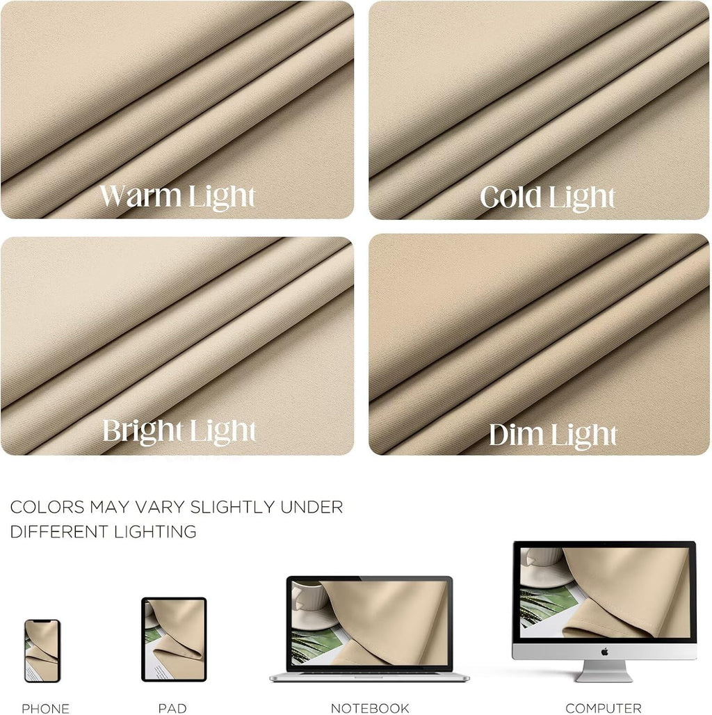CUCRAF Custom Light Beige Blackout Curtains 1 Panel Set, Thermal Insulated Grommet Room Darkening Curtain for Living Room Bedroom, Light…