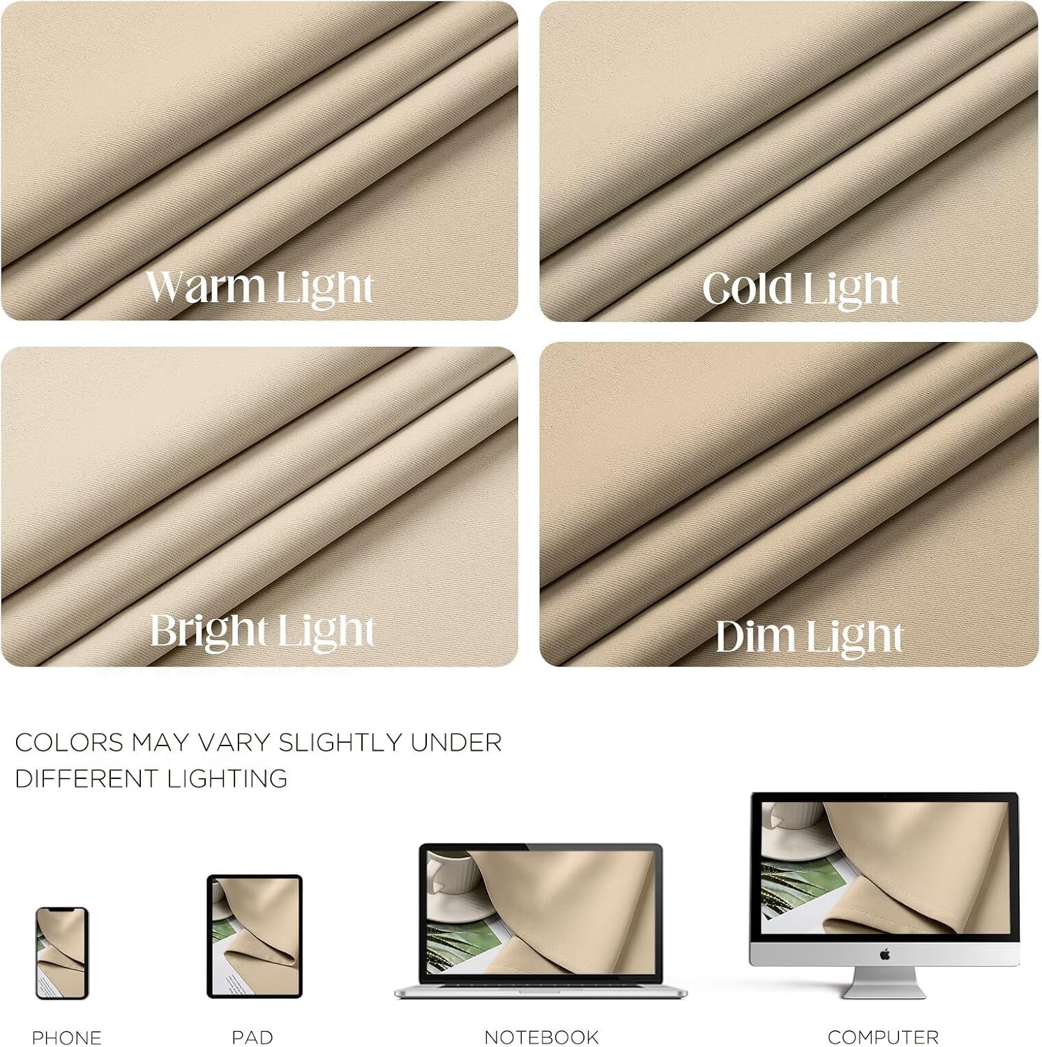 CUCRAF Custom Light Beige Blackout Curtains 1 Panel Set, Thermal Insulated Grommet Room Darkening Curtain for Living Room Bedroom, Light…