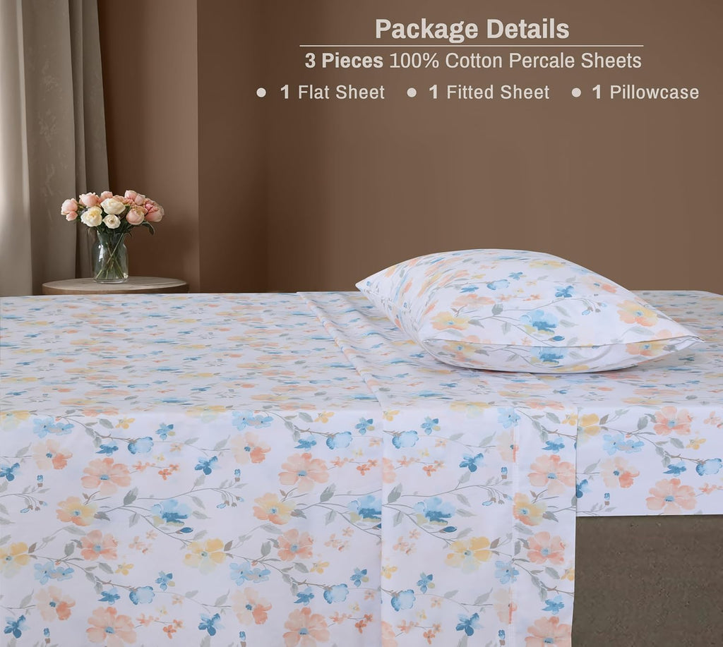 Zoyer 100% Cotton Sheets – Twin XL Size Percale Bedding, Cooling & Breathable, Durable with a Crisp, Soft & Comfortable Feel, 16" Deep Pock…