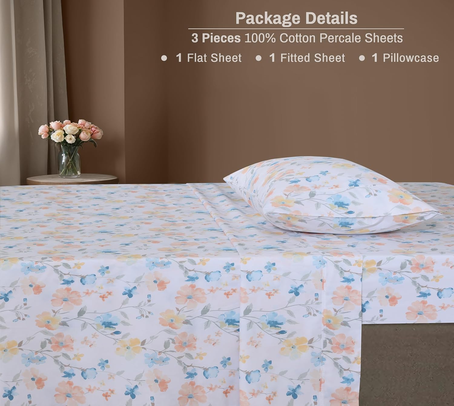 Zoyer 100% Cotton Sheets – Twin XL Size Percale Bedding, Cooling & Breathable, Durable with a Crisp, Soft & Comfortable Feel, 16" Deep Pock…