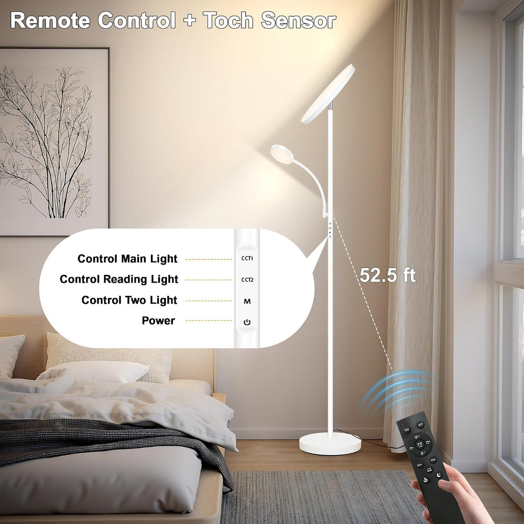 Aulaiyi Floor Lamp-42W/4200LM Super Bright Floor Lamp, Dimmable 2-in-1 LED Floor Lamp for Bedroom, Torchiere Floor Lamps with Remote & Touch…