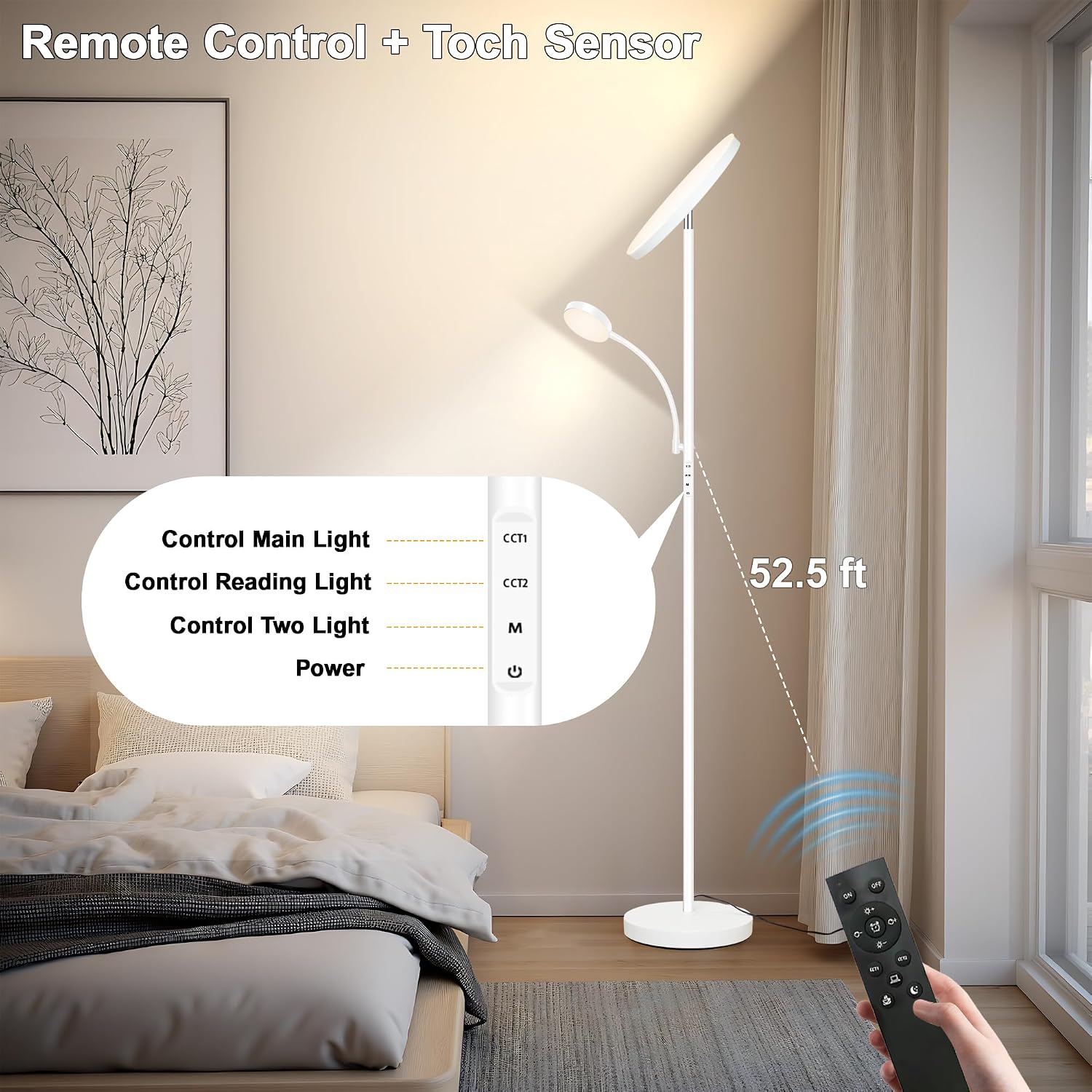 Aulaiyi Floor Lamp-42W/4200LM Super Bright Floor Lamp, Dimmable 2-in-1 LED Floor Lamp for Bedroom, Torchiere Floor Lamps with Remote & Touch…