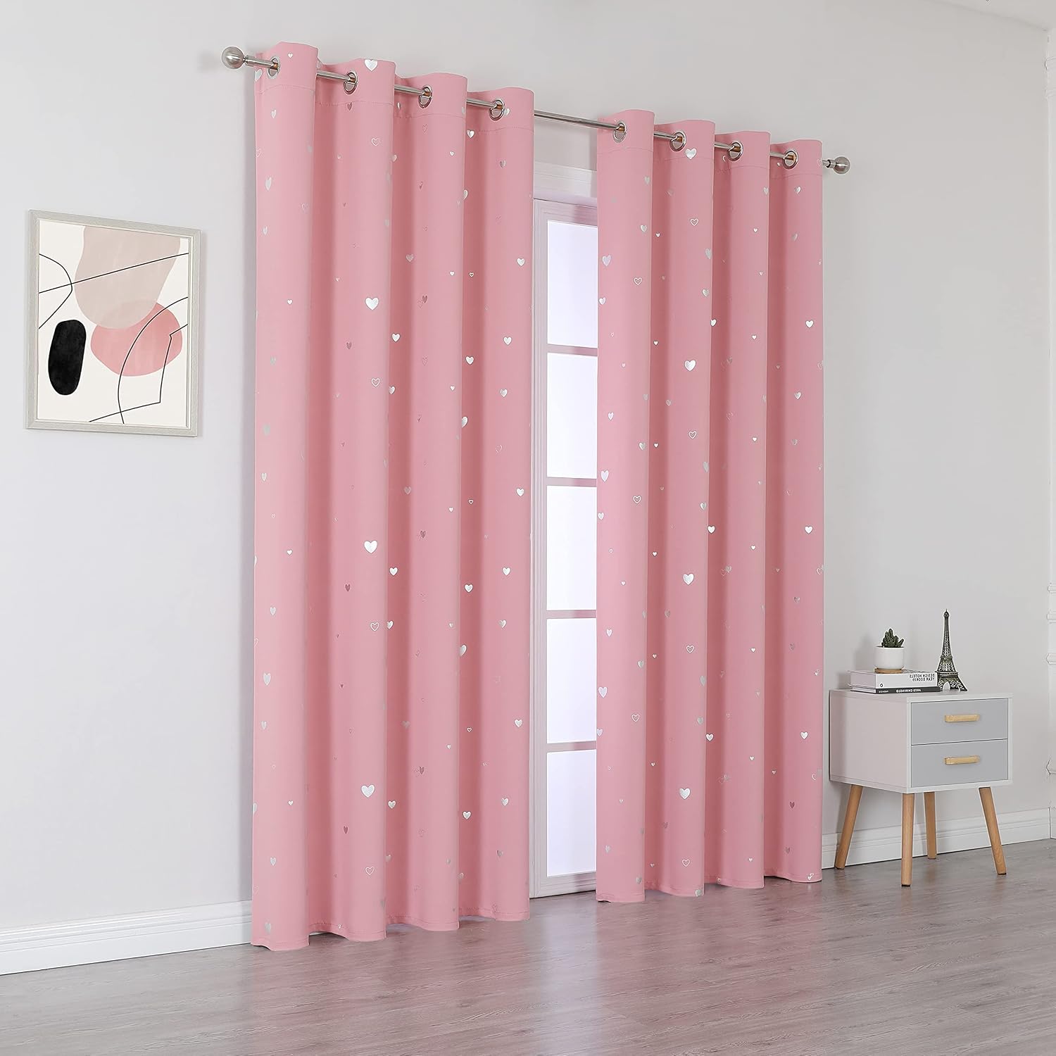 Smileweaver SMILE WEAVER Pink Kids Curtains for Girls Bedroom Silver Print Window Drapes Soft Thick Thermal Insulated Window Treatment Grom…
