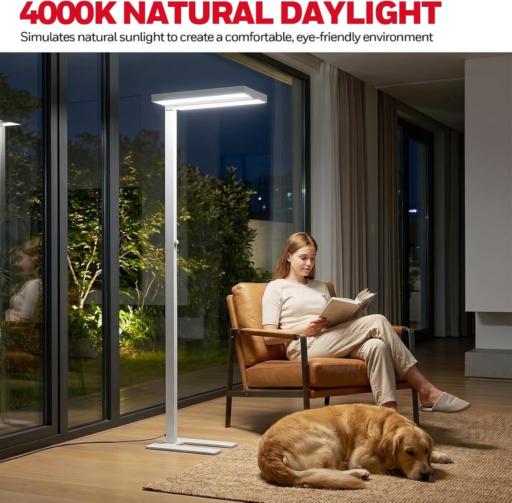 Honeywell 10400LM LED Floor Lamp, 02E Pro Sunturalux Eye-Caring Reading Standing Light, 100W Modern Natural Daylight 4000K Dimmable 77"…