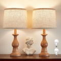 Vintage Table Lamp for Living Room Bedroom, 18.5" Farmhouse Bedside Lamps Nightstand Lamp Set of 2, Table Lamps with Oatmeal Linen Lamp…