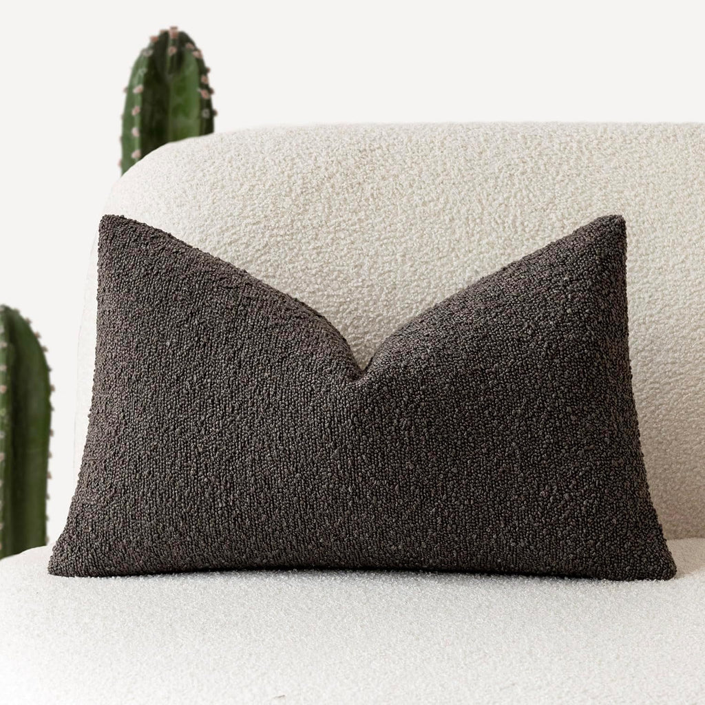 Foindtower Textured Boucle Throw Pillow Covers Accent Solid Lumbar Pillow Cases Cozy Soft Decorative Couch Cushion Case for Chair Sofa…