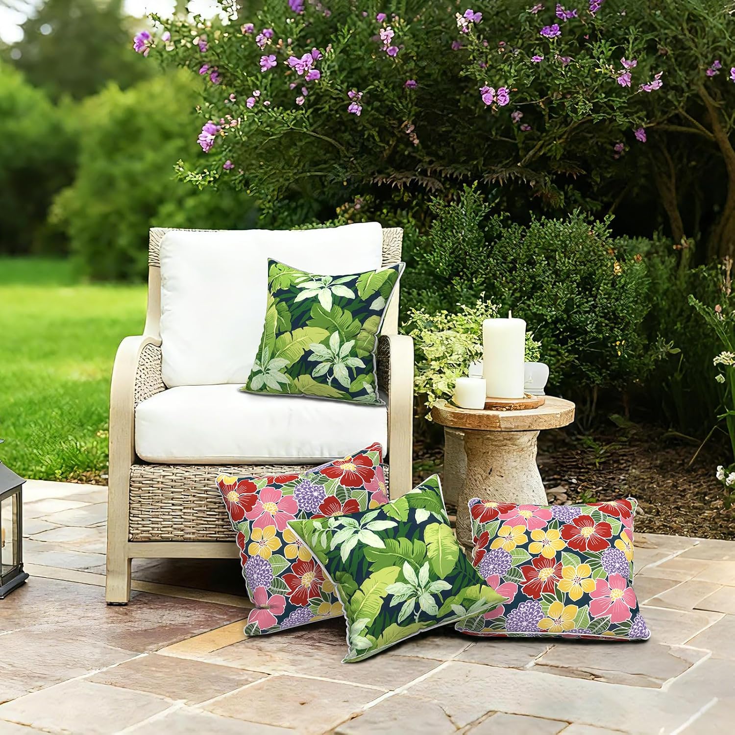 LVTXIII Set of 2 Patio Throw Pillows Covers Waterproof 20x20 Fade Resistant Outdoor Throw Pillow Case, Fluffy Decorative Garden Toss…