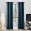 Sun Zero Nordic 2-pack Theater Grade Extreme 100% Blackout Grommet Curtain Panel Pair, 52" x 108", Teal