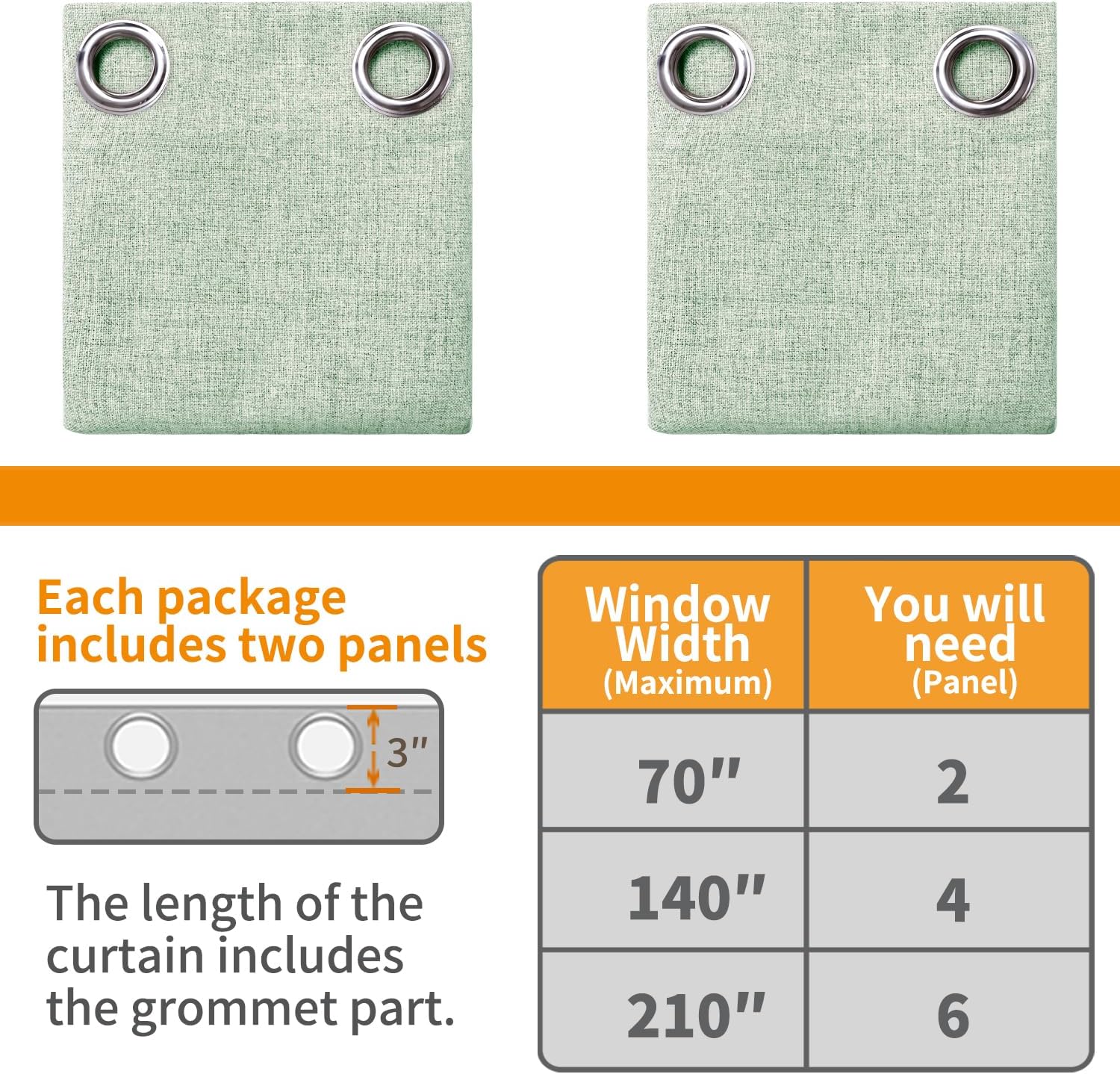 YoungsTex Sage Green Linen Blackout Curtains 45 Inch Length for Kitchen Window, Short Drapes with Grommet Thermal Insulated for Bedroom, 52…
