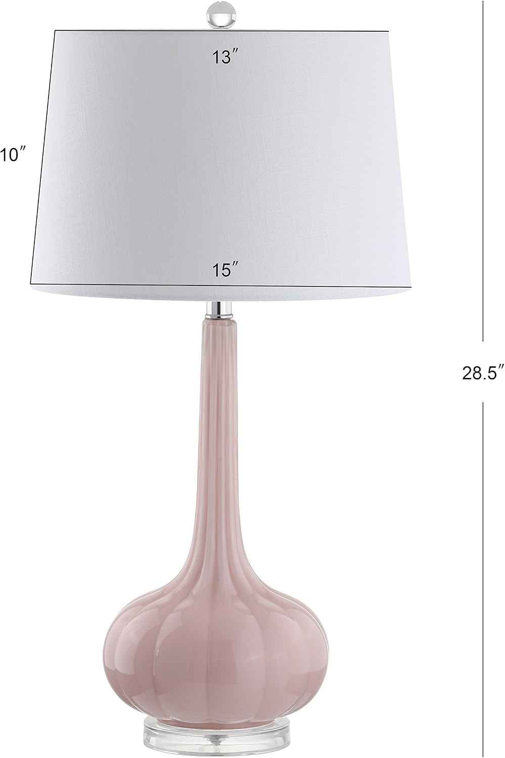 JONATHAN Y 28.5" Pink Glass Teardrop LED Table Lamp Set of 2 for Living Room Bedroom Nightstand, White Linen Shade Modern Transitional…