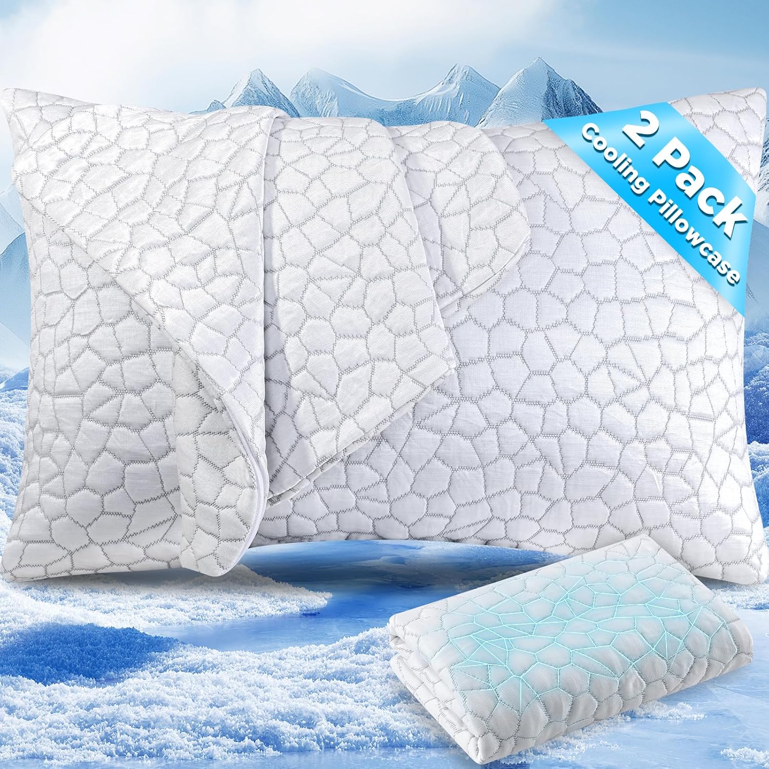 Supamodern 2-Pack Queen Cooling Fiber Pillowcases – Luxury, fits Hotel/Memory Foam/Down Pillows, Smooth Zippers, for hot Sleepers, Machine…