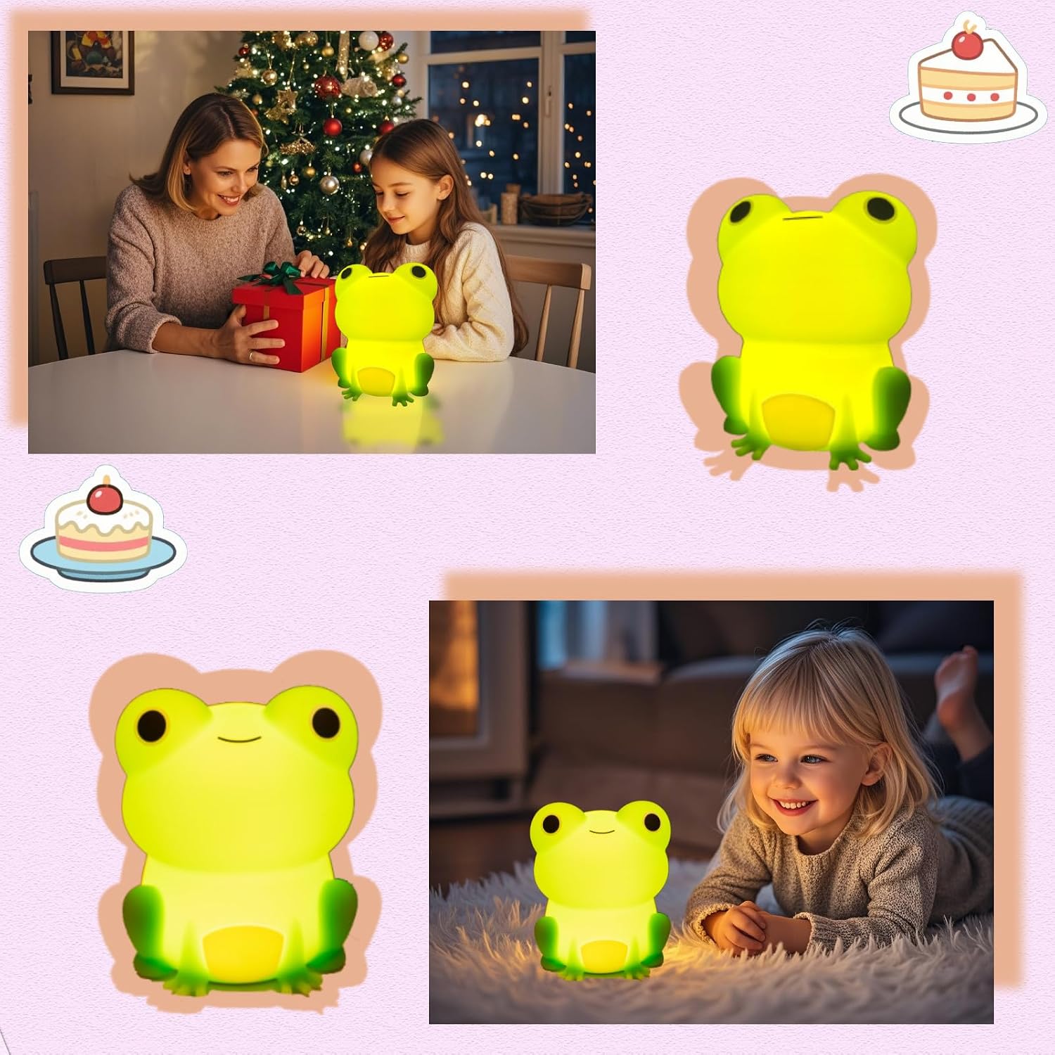 Frog Night Light, Frog Gifts, Cute Silicone Nursery Rechargeable Dimmable Bedside Lamp, Kids' Bedroom Decor, Gift for Children, Teens…