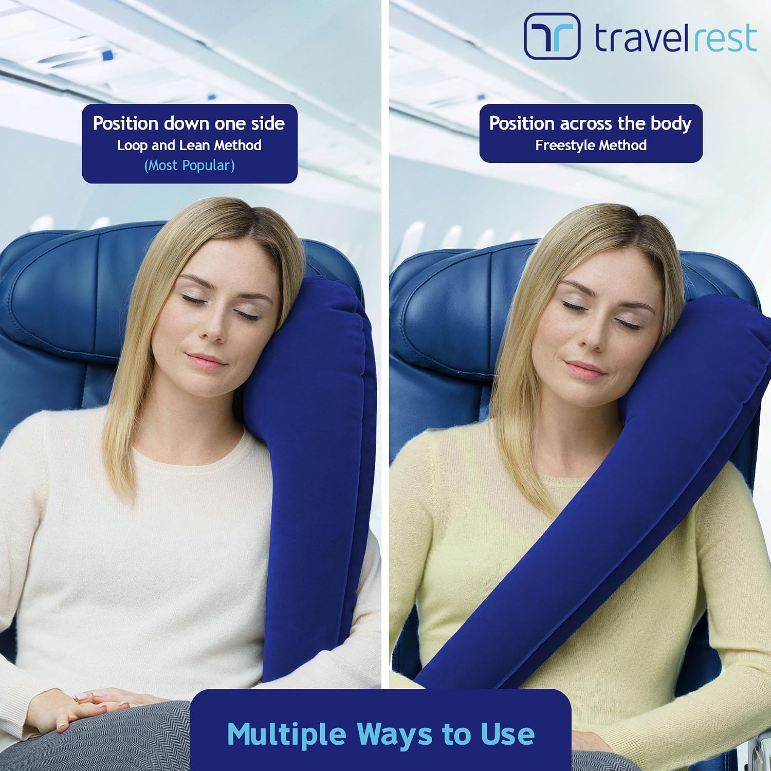 TRAVELREST All-in-One Travel Neck Support & Body Pillow - Airplane Pillow for Long Flight Comfort, Travel Essentials, Sleeping…