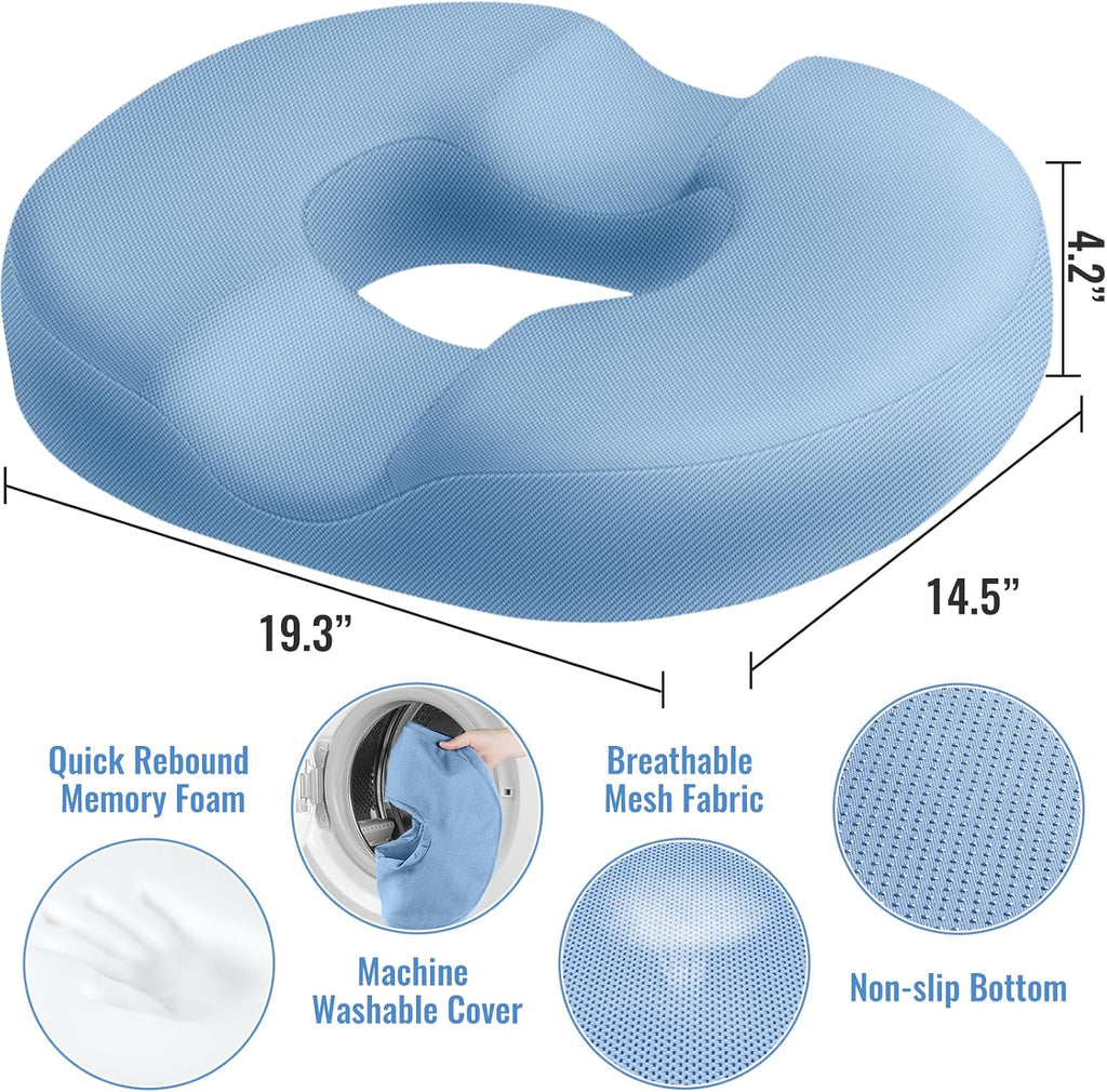 CloudBliss Donut Pillow Seat Cushion Chair Pad for Tailbone and Hemorrhoids, Memory Foam Seat Chair Cushion for Men and Women for Home & Of…