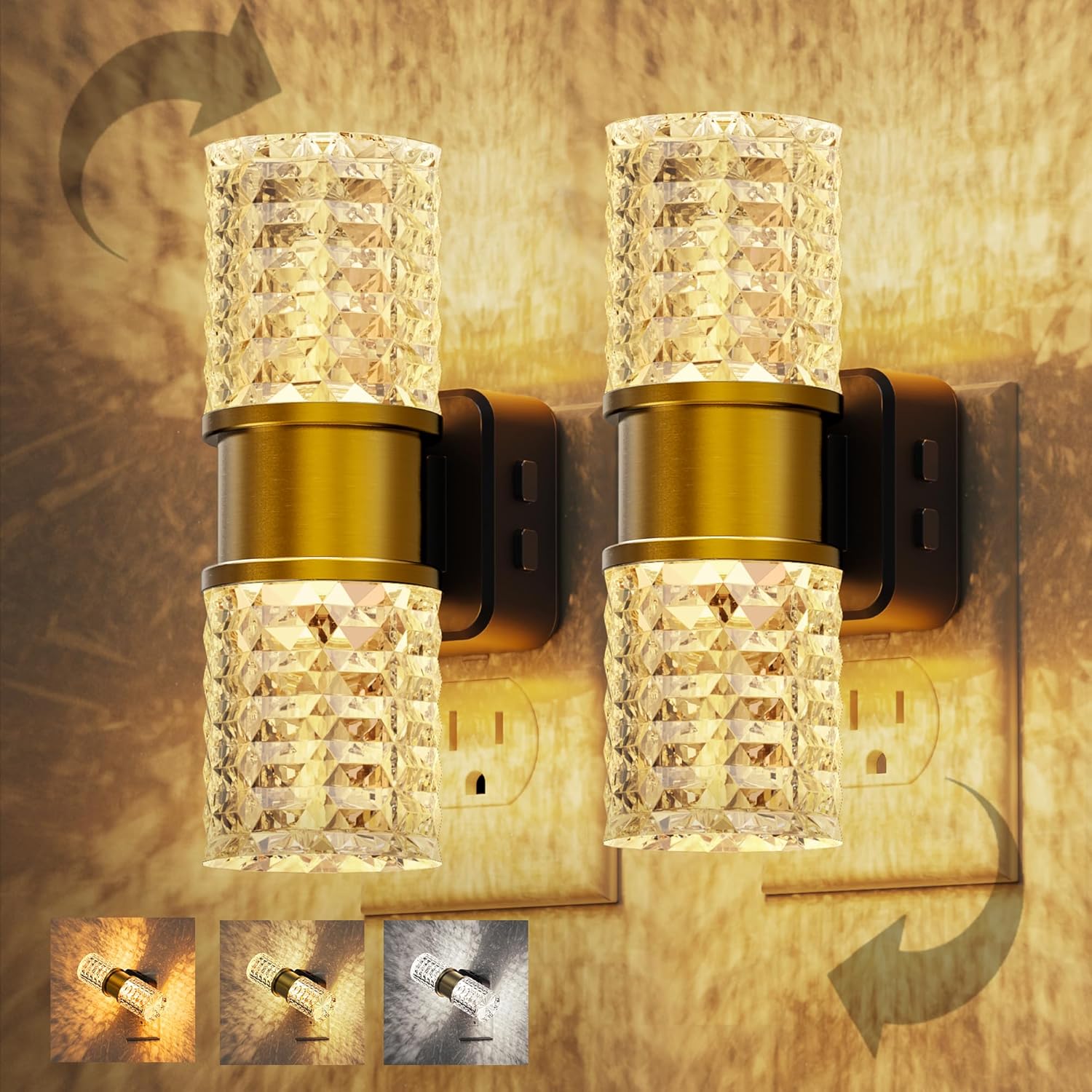 L LOHAS LED Night Light, Modern Night Lights Plug into Wall,2 Pack Amber-3000K-5000K Adjustable Color Temperature Night-Light, Dimmable…