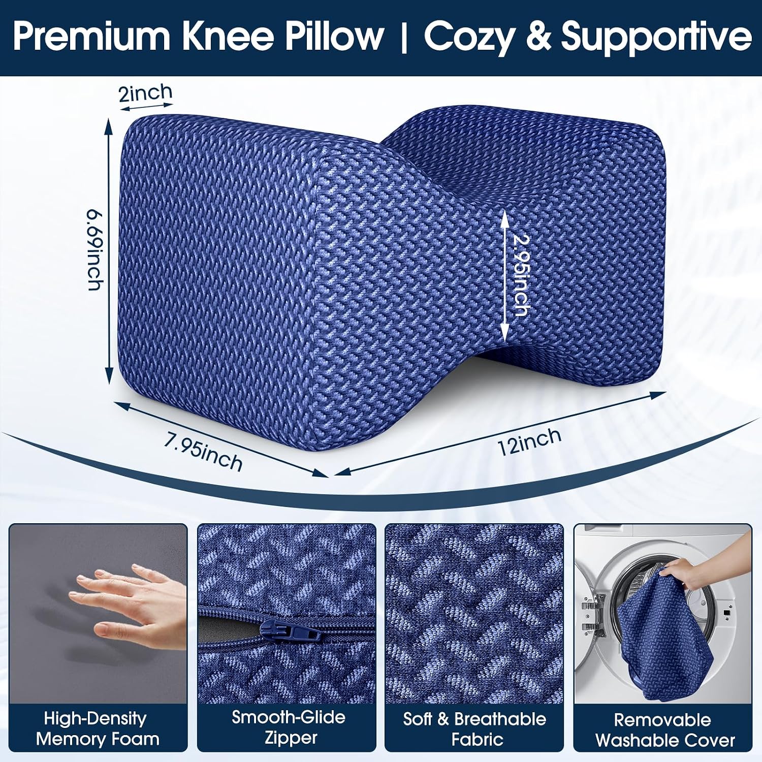 BlissTrends Memory Foam Knee Pillow, Knee Pillow for Side Sleepers, Leg Pillows for Sleeping Blood Circulation, Elevation Pillow for…