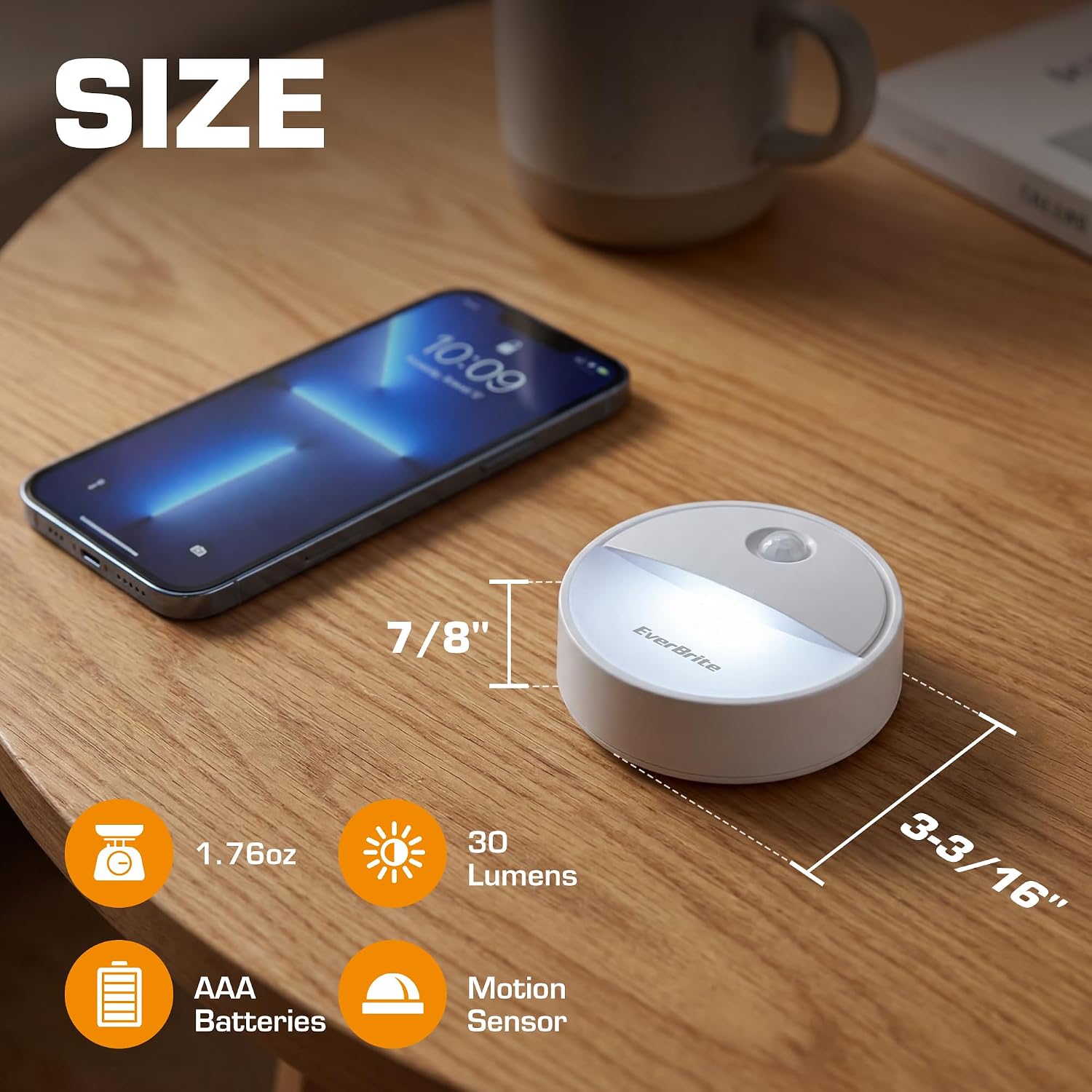 EverBrite LED Motion Sensor Night Light, Automated On & Off, Cool White Motion Activated LED Night Light for Kitchen, Bathroom, Stairs…