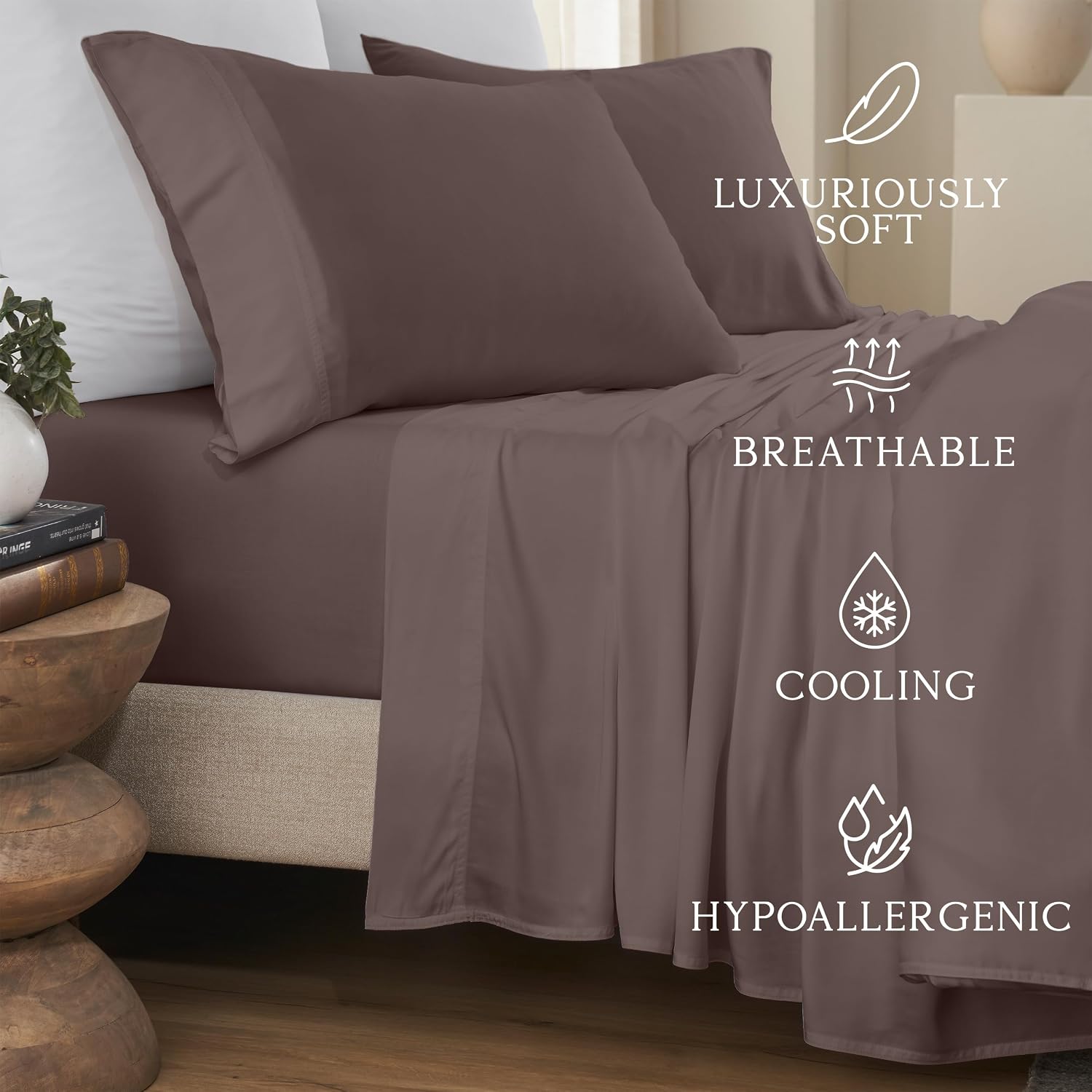 KARISSA MAE Pure Viscose from Bamboo Twin Size Sheet Set | 100% FSC Certified | Luxuriously Soft | Cooling | 18" Deep Pocket w/Corner…