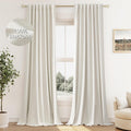 Guken Cream Linen Blackout Curtains 84 Inch Length 2 Panels Set for Living Room Bedroom Back Tab Thermal Insulated 100% Black Out Linen Dra…