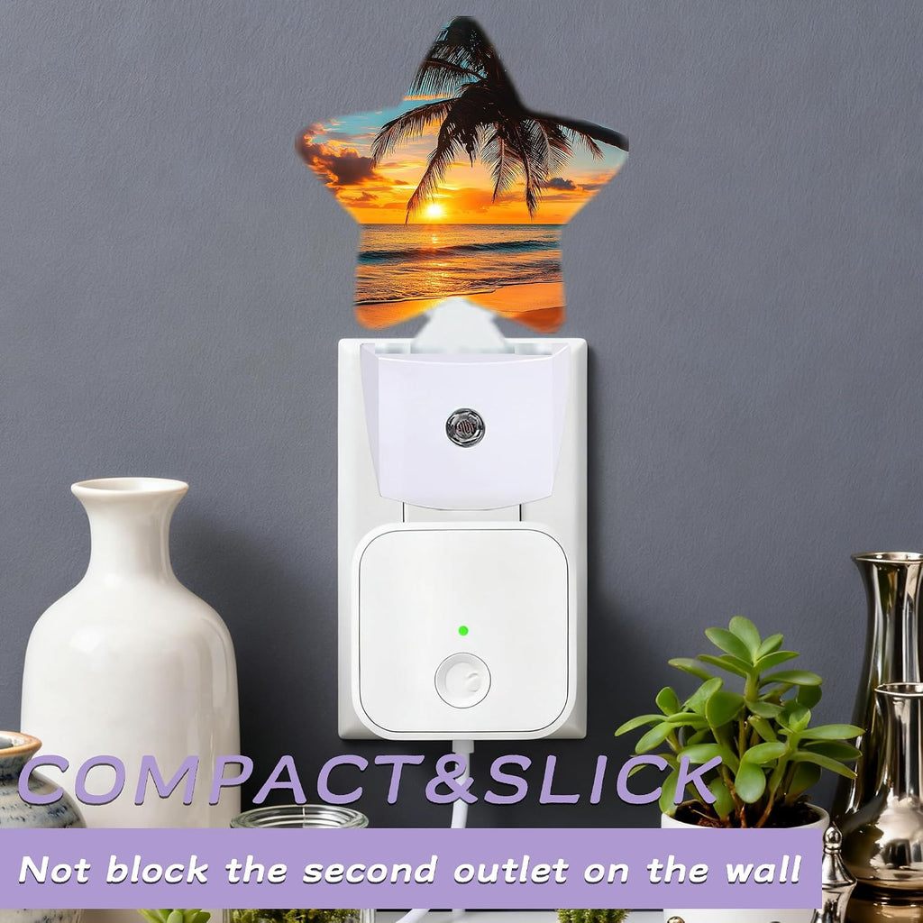 Beach Palm Trees Night Lights Plug Into Wall, Beautiful Sunset Dusk to Dawn Light Sensor Night Light for Kids, Energy Efficient Sleep…