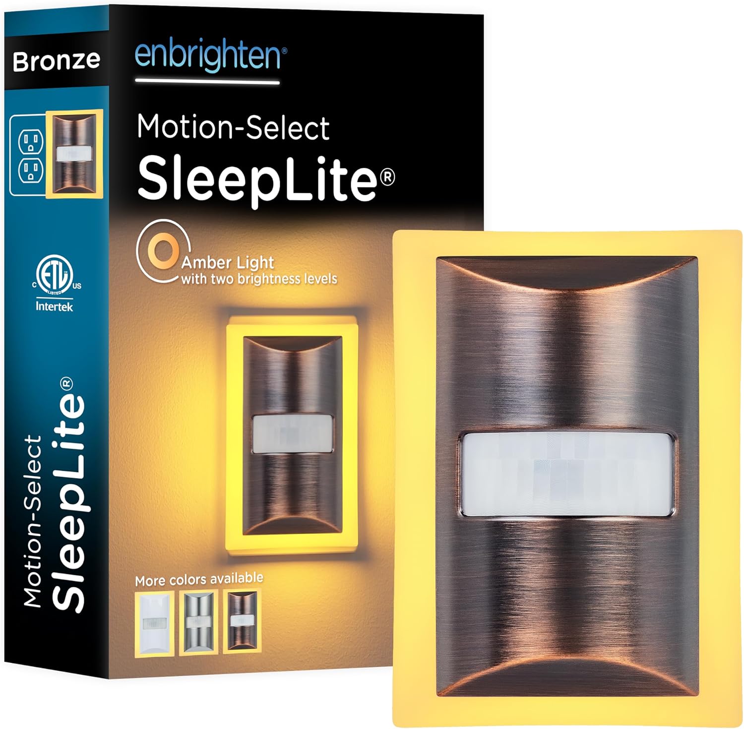 Enbrighten SleepLite LED Night Light Motion Sensor Nightlight Dusk to Dawn Amber Lights Ambient Lighting Room Decor for Bedroom Baby…