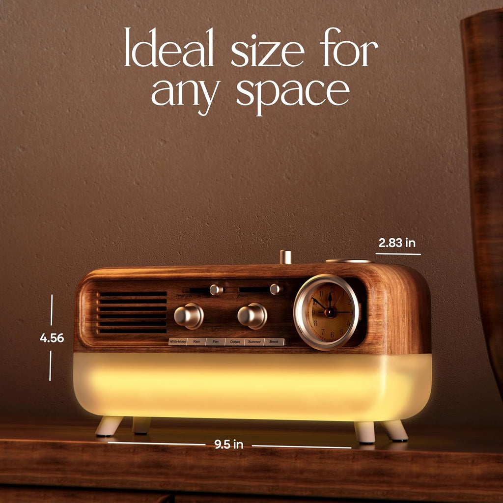 Fuse DRM Sleep Machine | Analog Alarm Clock with Bluetooth Speaker | 6 Soothing Sleep Sounds | Adjustable Lighting Options
