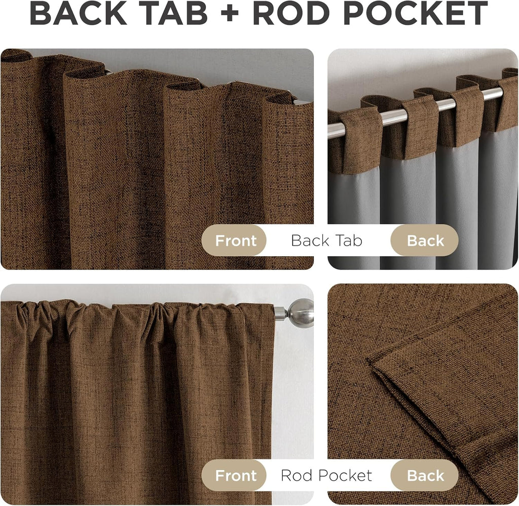 Joydeco Blackout Curtains for Bedroom - 63 Inch Long 100% Light Blocking 2 Panels Cappuccino Drapes, Thermal Insulated Room Darkening Curta…