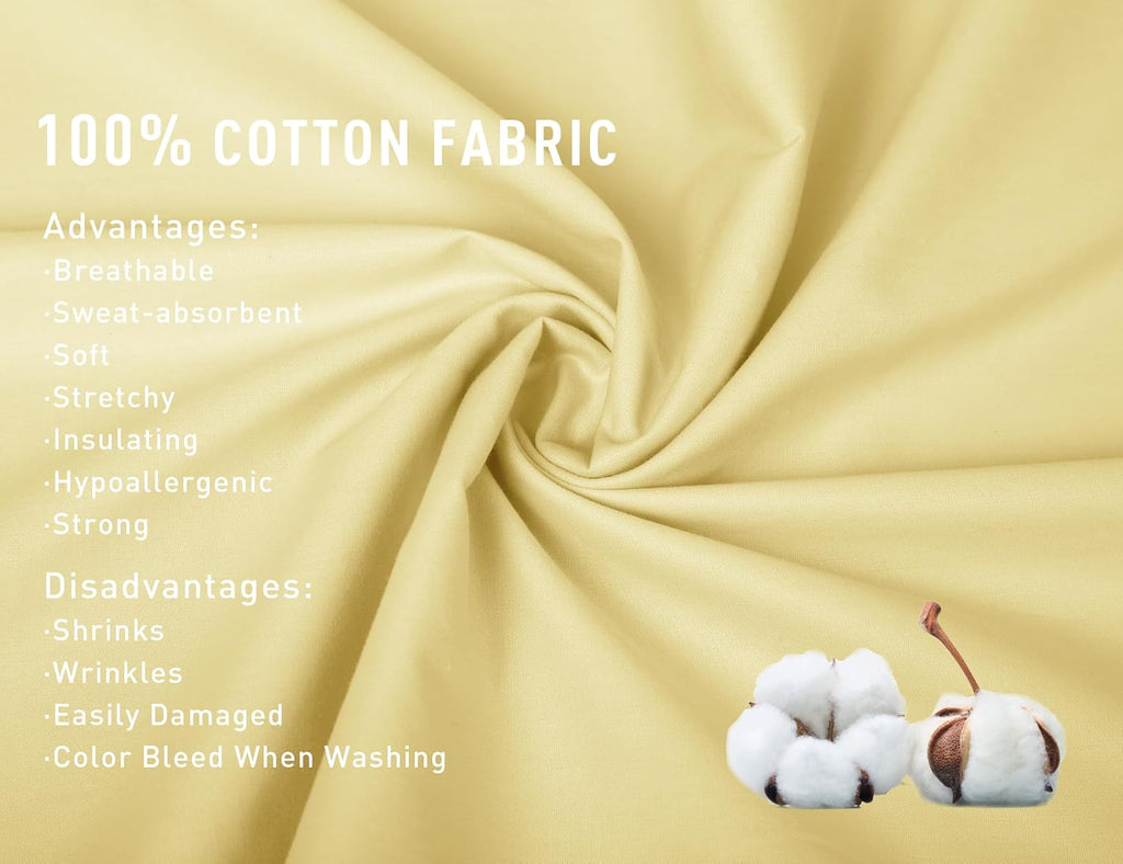 Sunflower Body Pillowcase 100% Cotton Long Pillow Cover/Case Envelope Closure 1 Pack, 20×54 inches Honeyed Straw, Soft and Breathable