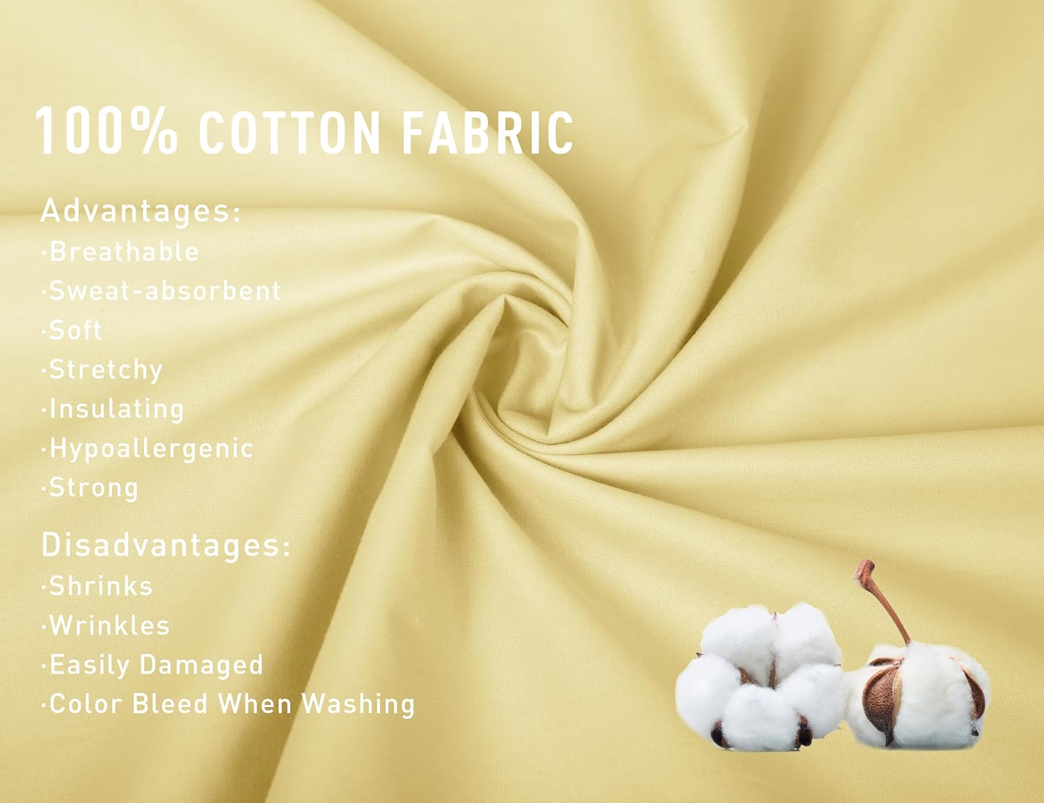 Sunflower Body Pillowcase 100% Cotton Long Pillow Cover/Case Envelope Closure 1 Pack, 20×54 inches Honeyed Straw, Soft and Breathable