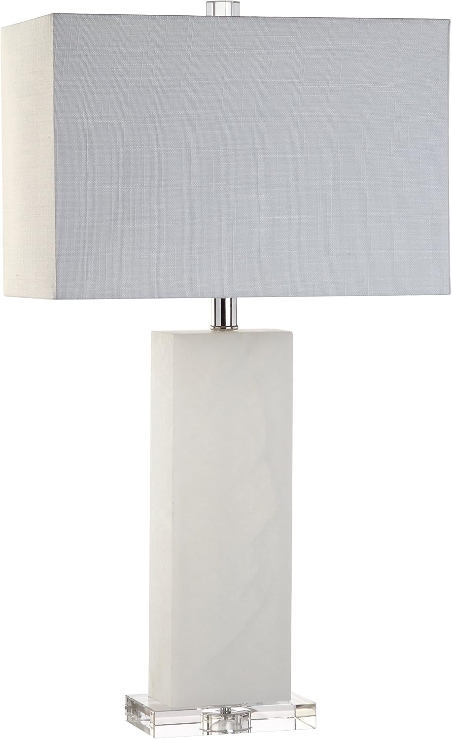 JONATHAN Y 27" White Alabaster Rectangular Table Lamp Contemporary Modern Bedside Nightstand Lamp for Living Room Bedroom with White…