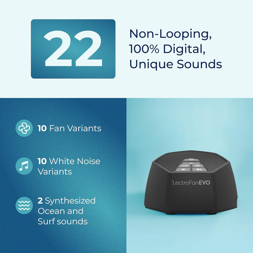 Adaptive Sound Technologies LectroFan EVO - Non-Looping Sound Machine for Sleep - Soothing Noise - Convenient Sleep Timer - Lightweight…