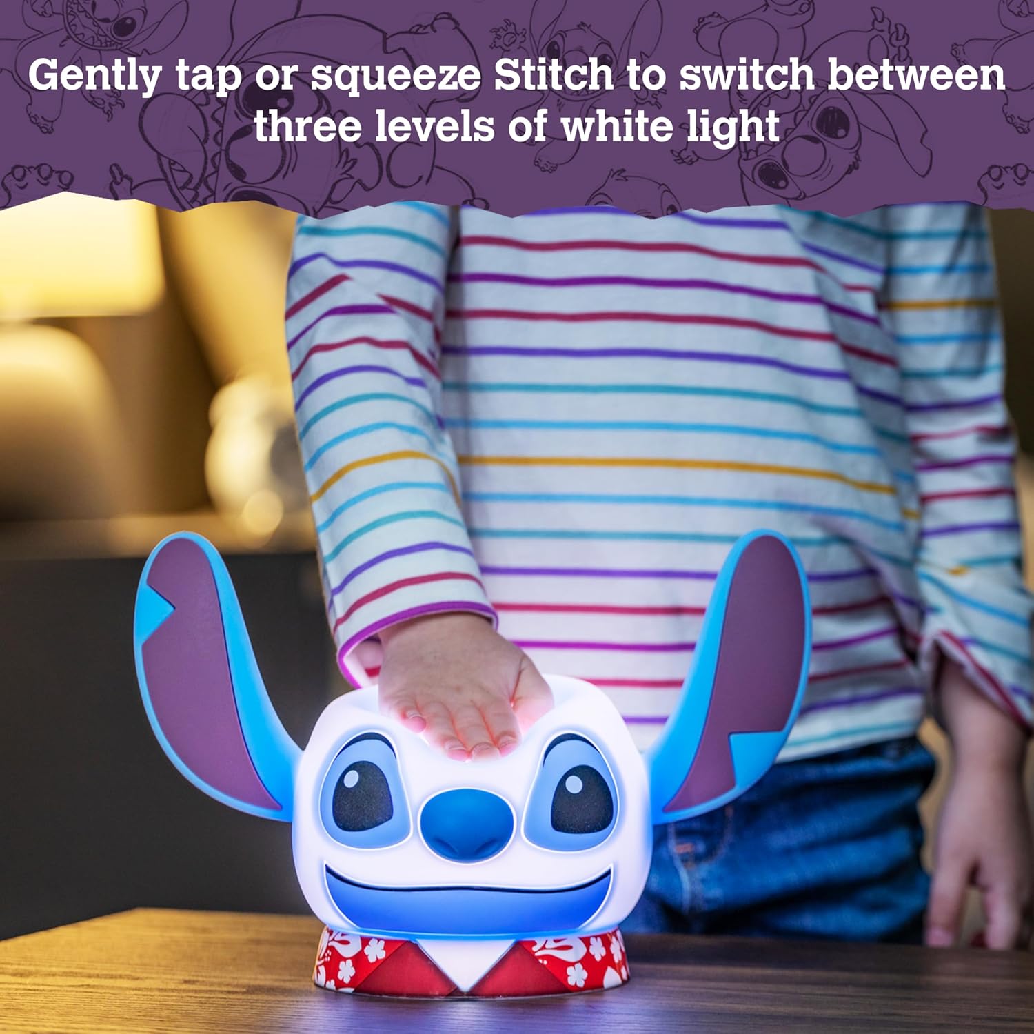 Disney Lilo and Stitch Squish Light, Night Light for Kids, USB Lamp, Battery Operated, Dimmable, Ideal for Bedroom, Playroom, Living…