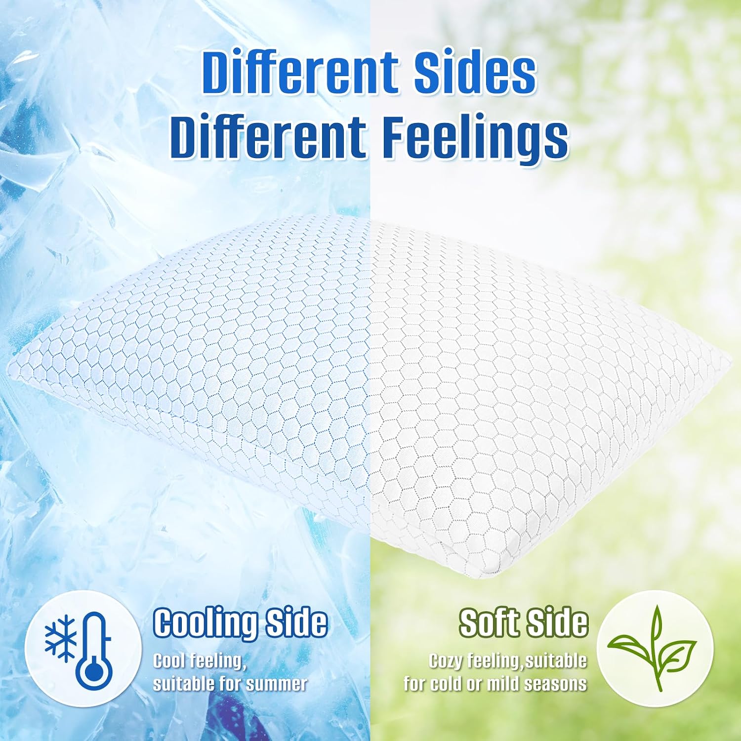 CushyOasis Shredded Memory Foam Pillow for Sleeping, Cooling Bed Pillows Set of 2, Adjustable Pillows for Side, Back, Stomach Sleepers with…
