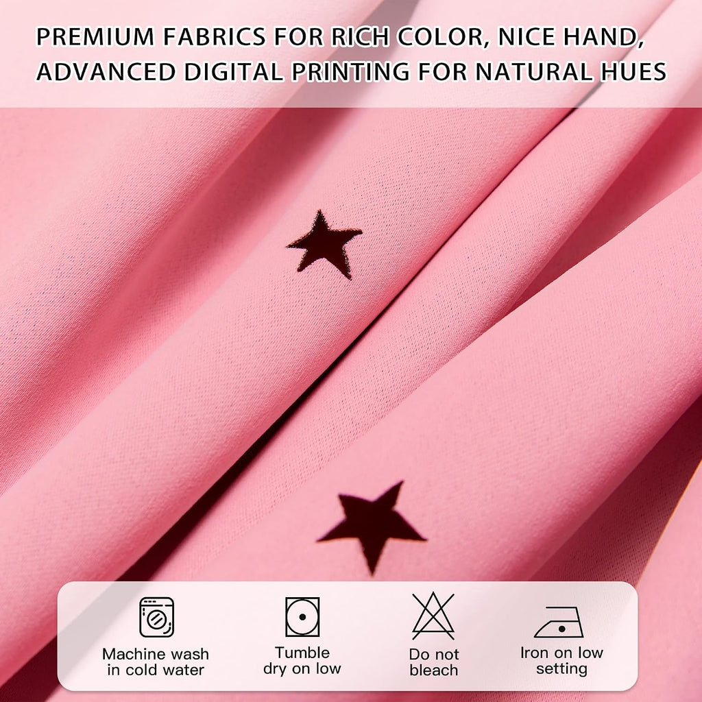 Addsomecolortolife XiDi Pink Curtains for Bedroom Decor, Baby Pink Kids Blackout Curtains for Girls Room, Princess Unicorn Wall Decor Set o…