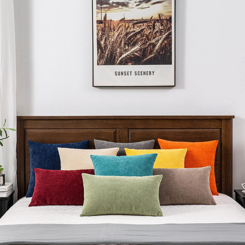 Gawamay Decorative Square Throw Pillow Covers 18"x18" Inch Set of 2, Super Soft Chenille Pillows Cover Fall Pillowcase for Living Room Bedr…