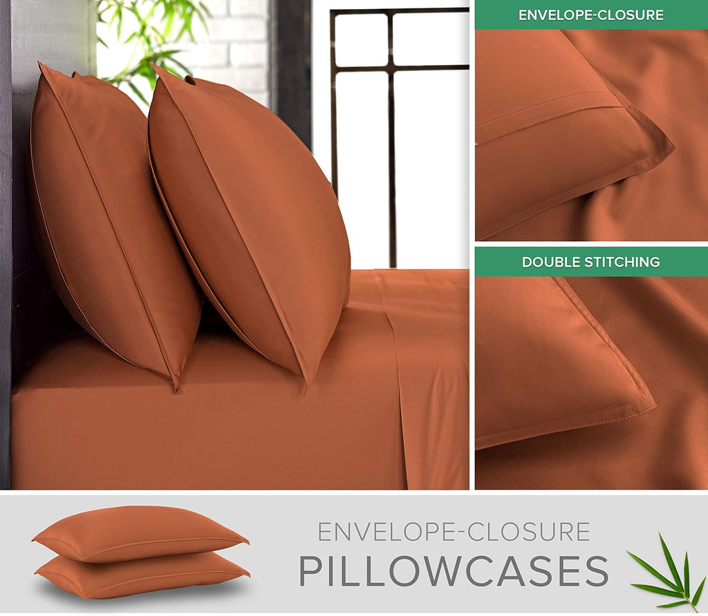 PureBamboo Pure Bamboo California King Sheets, Genuine 100% Organic Viscose Derived from Bamboo Bed Sheet Set, Soft & Cooling, Double Stitc…