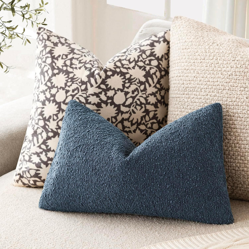 Foindtower Decorative Textured Boucle Throw Pillow Covers Accent Solid Lumbar Pillow Cases Soft Cozy Couch Cushion Case for Chair Sofa…
