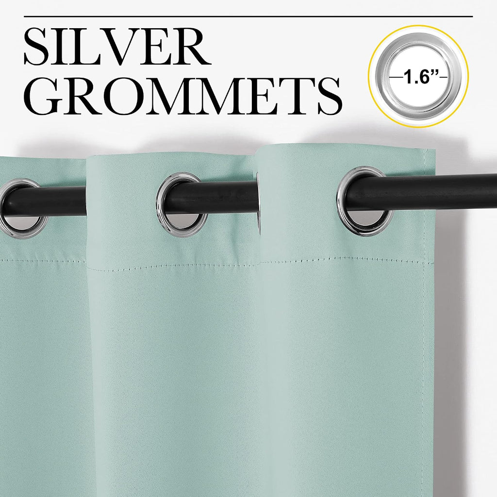 NICETOWN Aqua Blue Room Darkening Curtains for Kitchen, Window Treatment Thermal Insulated Solid Grommet Room Darkening Curtains/Drapes…