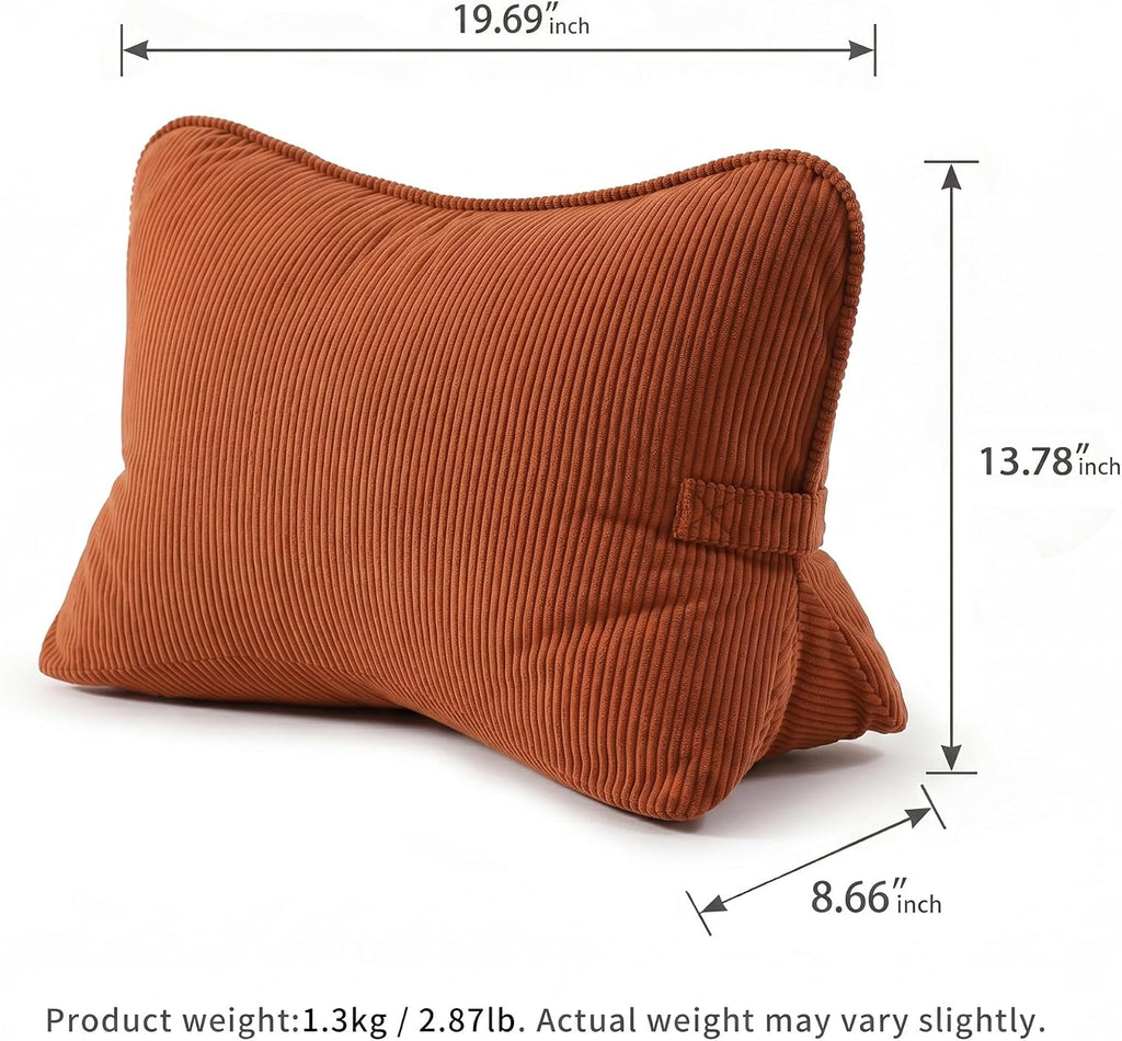 Ailuteie Pat. Pend. Corduroy Back Support Pillow for Bed Sitting and Headboard Support, Lumbar Cushion for Relaxing and Watching TV, Triang…
