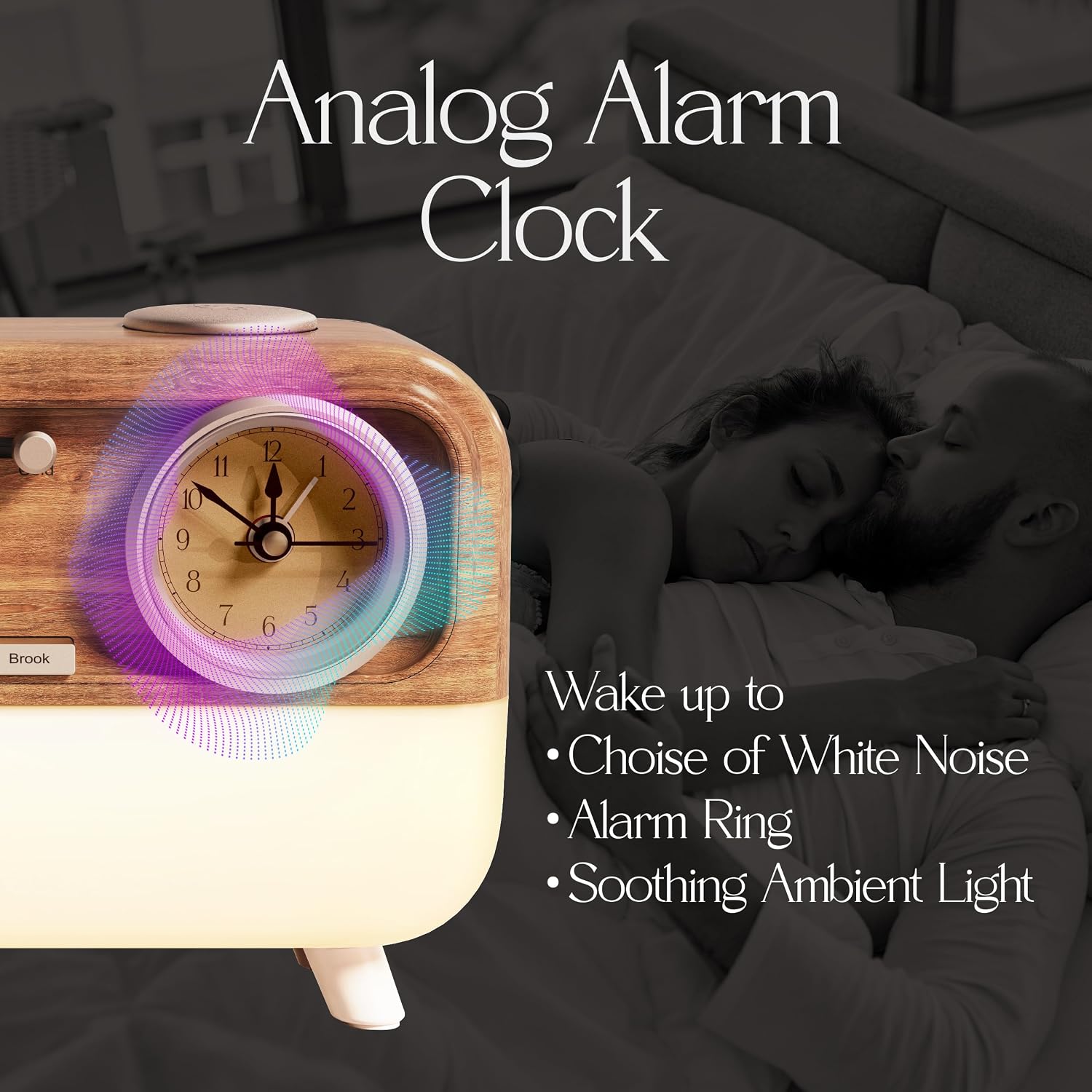 Fuse DRM Sleep Machine | Analog Alarm Clock with Bluetooth Speaker | 6 Soothing Sleep Sounds | Adjustable Lighting Options