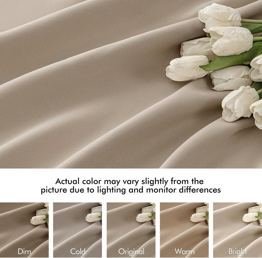 Miulee Taupe Back Tab Blackout Curtains 108 Inch Long 2 Panels Set for Bedroom, Rod Pocket/Pinch Pleat Extra Long Thermal Insulated Living…