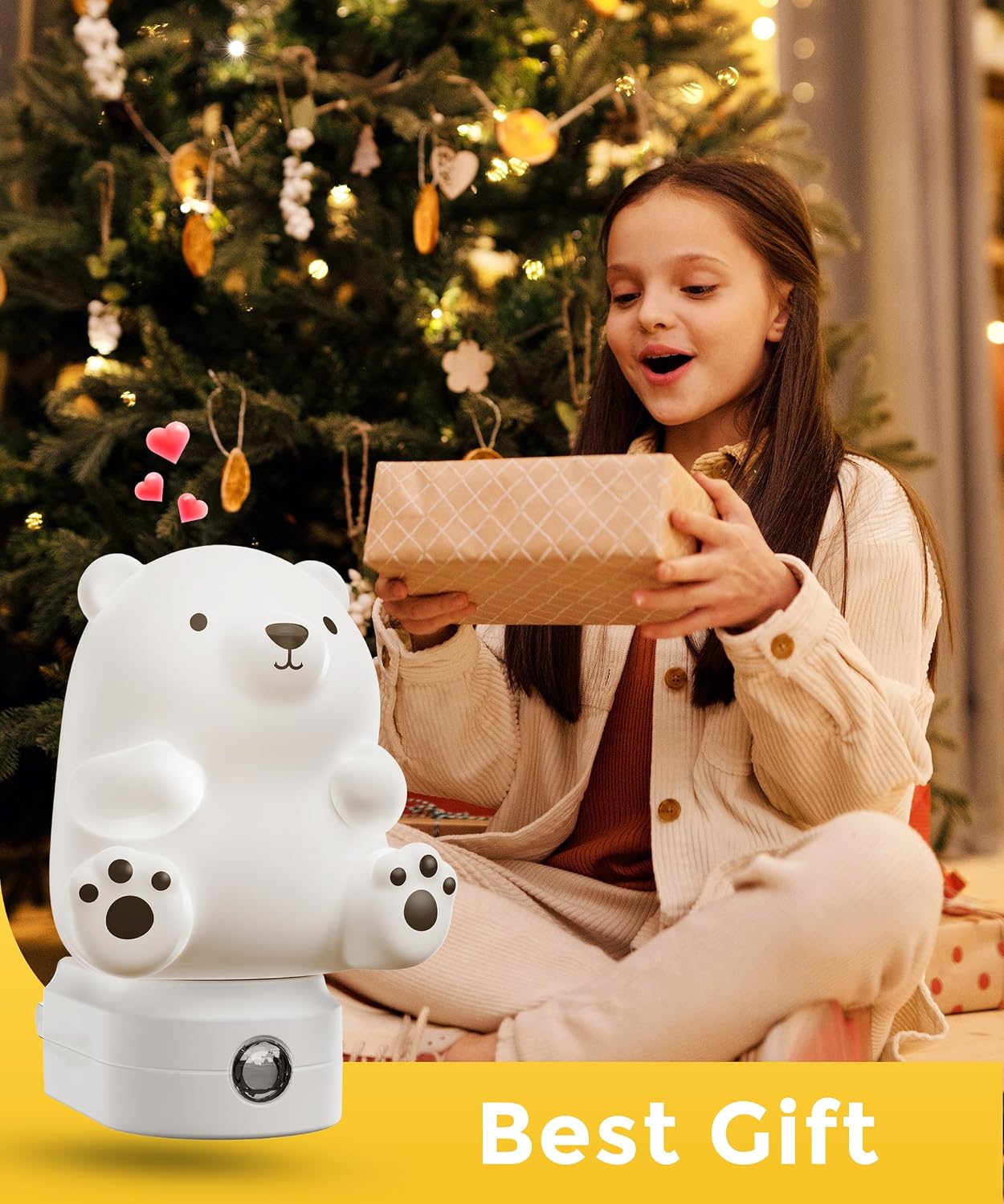 L LOHAS LED Night Light for Kids, 3D Cute Bear Night Light Plug in, Dusk to Dawn Nursery Night Lights, RGB+Soft White 3000K, 3 Lighting…