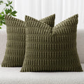Miulee Pack of 2 Spring Corduroy Decorative Euro Sham Throw Pillow Covers 24x24 Inch Soft Boho Striped Pillow Covers Modern Farmhouse Home…