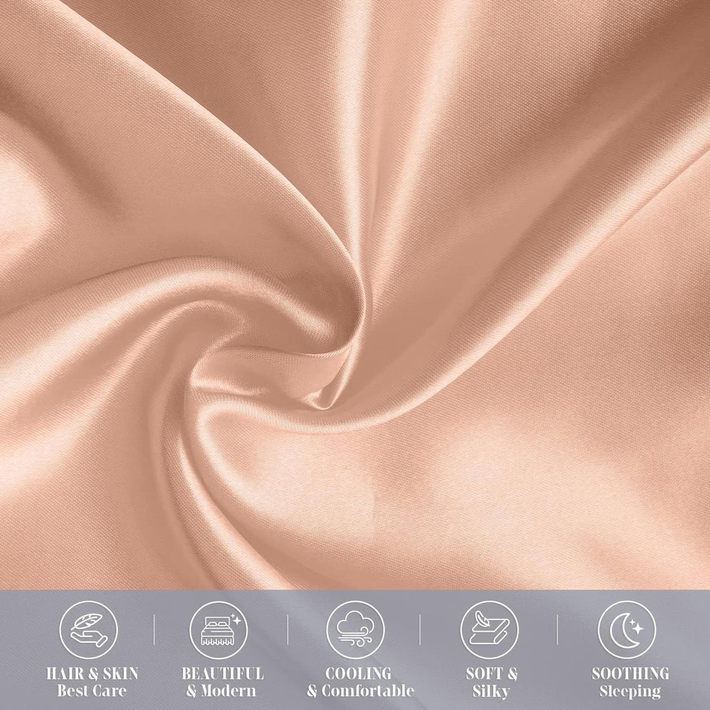 Elegantcomfort Elegant Comfort 4-Piece Satin Pillowcase Set, Dusty Rose, Standard/Queen, 70% Viscose, 30% Polyester