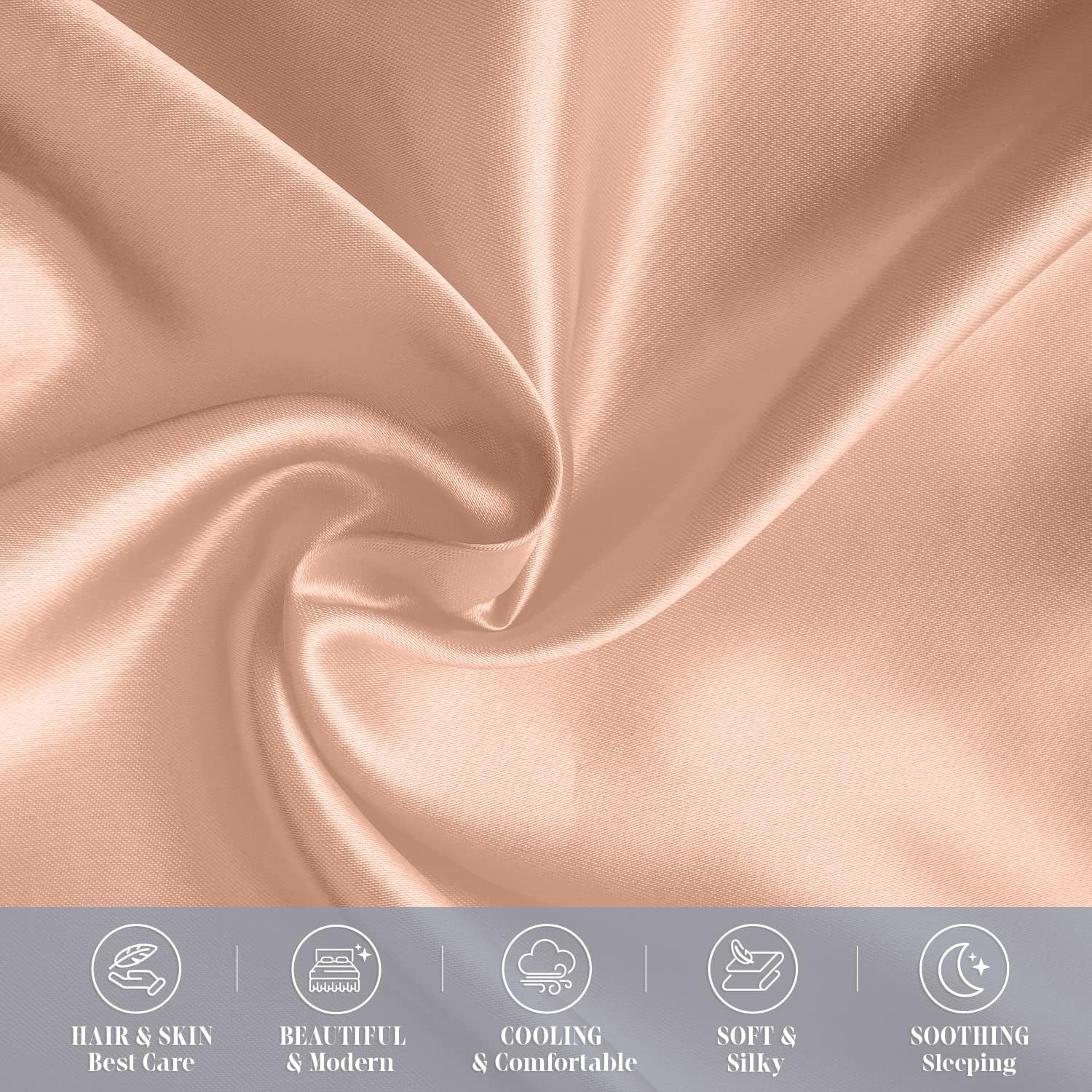 Elegantcomfort Elegant Comfort 2-Pack Cooling Viscose Satin Pillowcase Set with Hidden Zipper Closure, Silky Smooth for Hair and fabric…