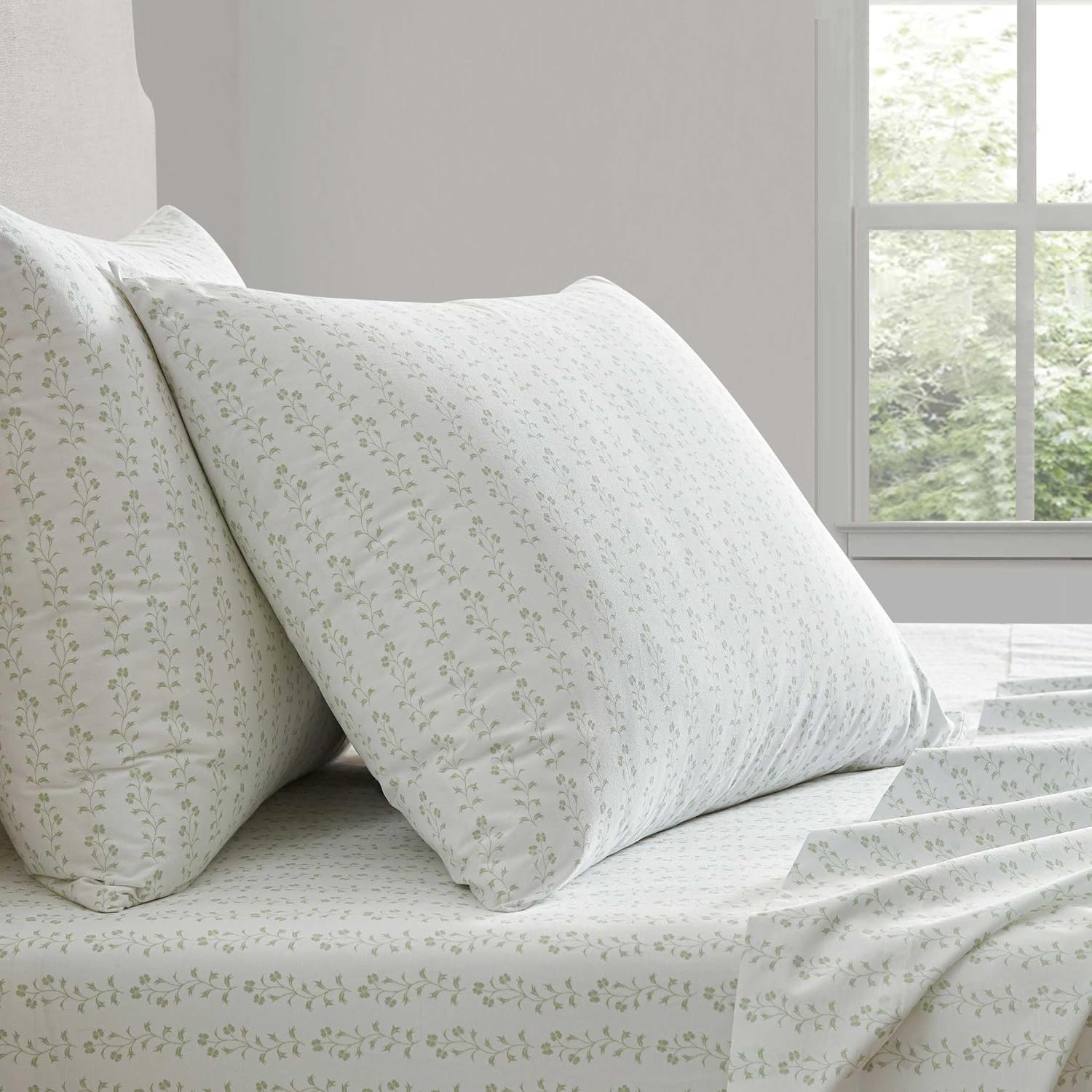 MarthaStewart Martha Stewart - Queen Size Sheets Set, Crisp & Tailored Cooling Sheets w/a Naturally Smooth Cotton Percale Lightweight Feel…