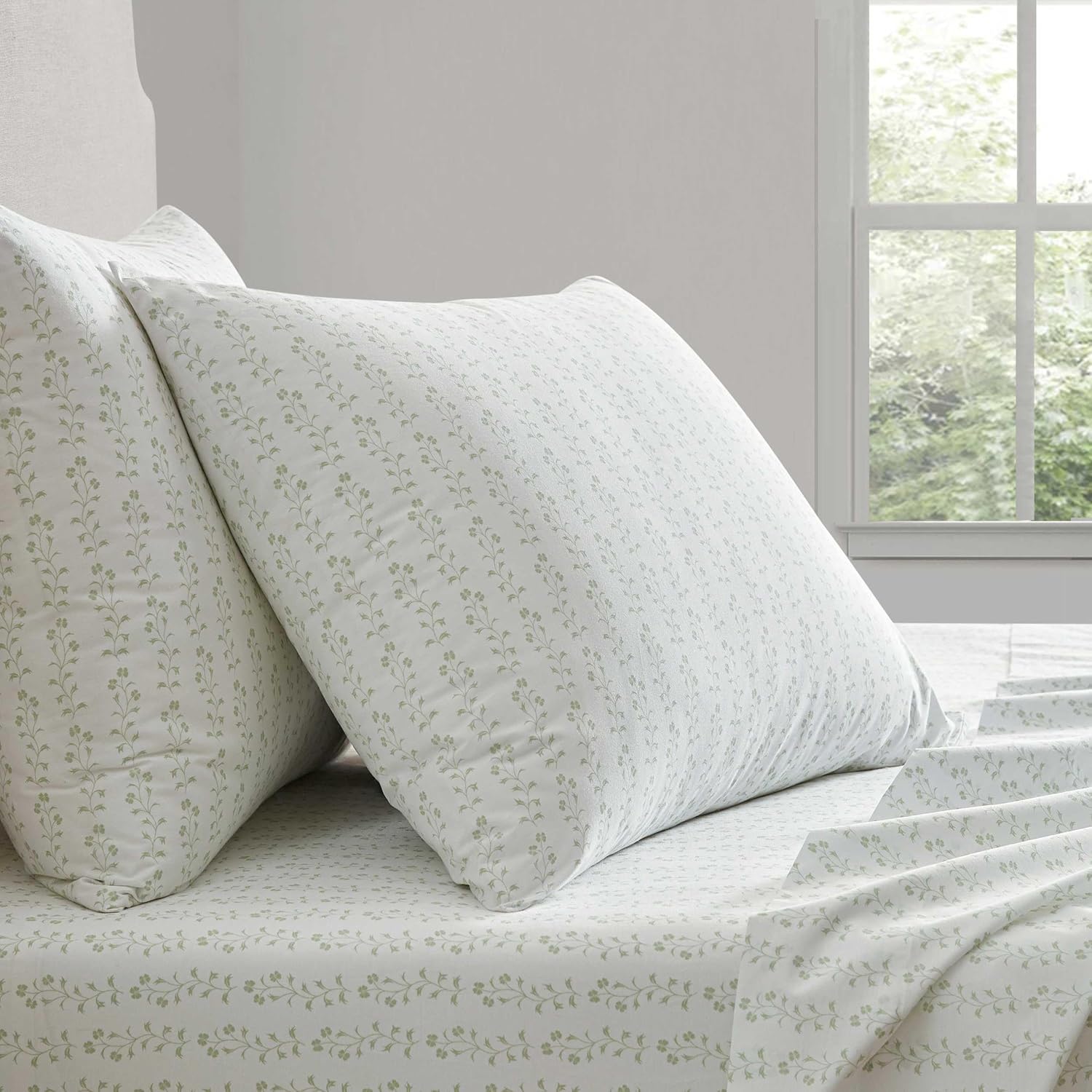 MarthaStewart Martha Stewart - Full Size Sheets Set, Crisp & Tailored Cooling Sheets w/a Naturally Smooth Cotton Percale Lightweight Feel -…
