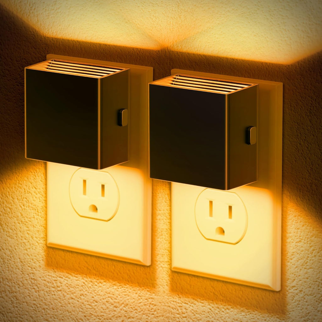JandCase Night Light, Automatic Night Lights Plug into Wall, 2 Pack Modern Night Lights with Auto Light Sensor, Amber Brightness…