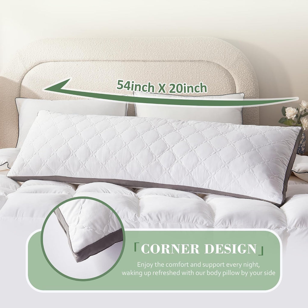 Decroom Memory Foam Body Pillow for Adults, Ultra-Soft Full Body Pillow with Diamond Quilted Cover, Support for Side Sleepers - Machine Was…
