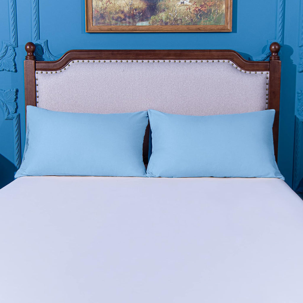 Ntbay Standard Pillowcase Set - 2 Pack Brushed Microfiber 20x26 Pillowcases - Soft, Wrinkle-Free, Fade-Resistant, Stain-Resistant, Sky Blue…